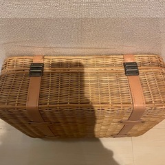 藤製 トランクバスケット 鍵付き 約45×37×15cmの画像