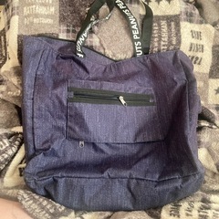 メッシュ付 スクエア トートバッグ デニム風 スヌーピーの画像