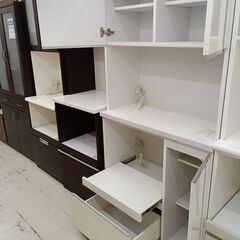 リユースのサカイ栃木店★ジモティ割あり★  食器棚 ホワイト W89×D45×H83.5 クリーニング済み TC11418の画像