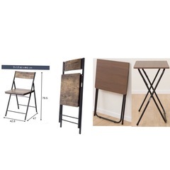 【府中市四谷引取り】ニトリ 折りたたみ椅子 チェア ベンガル 3脚 折りたたみテーブル セットの画像