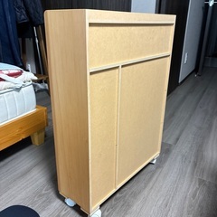 ナチュラルウッド キャスター付き収納ラックの画像