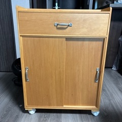 ナチュラルウッド キャスター付き収納ラックの画像