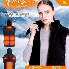 【新品未使用】電熱ベスト XLサイズ 男女兼用加熱ベスト 【二重防風フード】 ヒーターベスト USB給電の画像