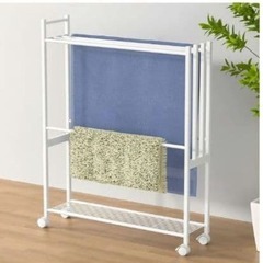 タオルスタンド バスタオルハンガー 物干しラック 置き型 キャスター付き スリムの画像