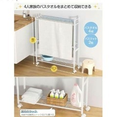 タオルスタンド バスタオルハンガー 物干しラック 置き型 キャスター付き スリムの画像