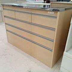 リユースのサカイ栃木店★ジモティ割あり★  キッチンカウンター ベージュ×シルバー W120.5×D45.5×H85 クリーニング済み TC11422の画像