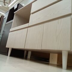 リユースのサカイ栃木店★ジモティ割あり★ ベガコーポレーション レンジ台 kehilla ベージュ W119.5×D46.5×H90 クリーニング済み TC11423の画像