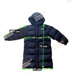 クリーニング済 THE NORTH FACE 黒 ロングコート レディース キッズ 140cmの画像