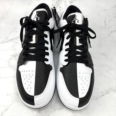 【新品】NIKE AJ1 ロー レア レザー 29 白 黒 Homageの画像