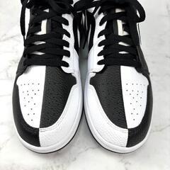 【新品】NIKE AJ1 ロー レア レザー 29 白 黒 Homageの画像