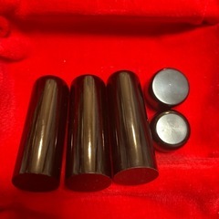 高級印材　黒水牛　15mm×45mm 3本　キャップ2個セットの画像