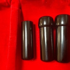 高級印材　黒水牛　15mm×45mm 3本　キャップ2個セットの画像