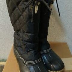 L.L.Bean エルエルビーン ブーツ キルティング ボア ブラック (レディース 24.0cm相当)の画像