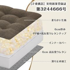 未使用 座布団 クッション 50センチx50センチ 極厚12cm 2層構造 低反発+高反発 の画像