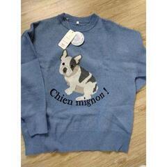 フレンチブル　セーターL　落ち着いたブルー「ゆったりサイズ女性用・男性　可の画像