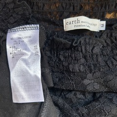 レース　トップス　ブラック　earth music&ecology 黒 レースブラウス カットソー 総レース①の画像