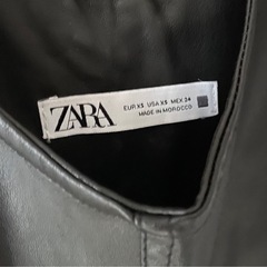 ZARA ブラックレザー サロペットの画像
