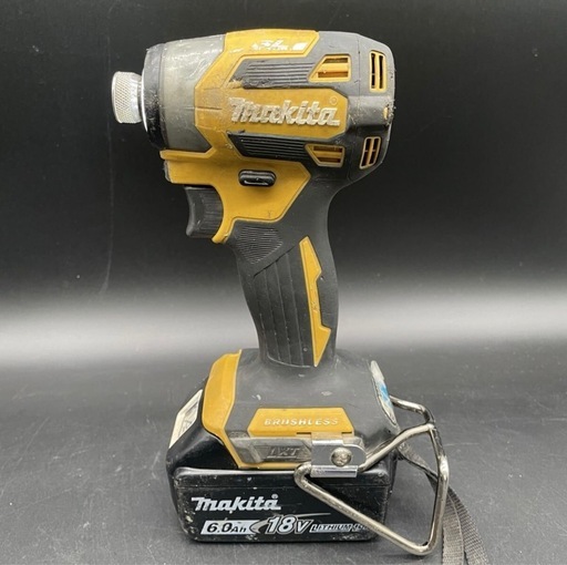 156【動作品】makita 充電式インパクトドライバ バッテリー3個付 18V 6.0Ah 充電器・ケース付 マキタTD173D 動作確認済み イエロー