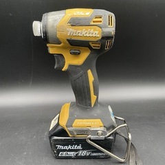 156【動作品】makita 充電式インパクトドライバ バッテリー3個付 18V 6.0Ah 充電器・ケース付 マキタTD173D 動作確認済み イエローの画像