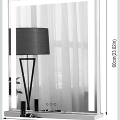 スタンド自立型化粧台ミラー ハリウッドミラー LEDミラーライト化粧鏡の画像