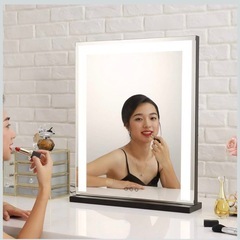 スタンド自立型化粧台ミラー ハリウッドミラー LEDミラーライト化粧鏡の画像