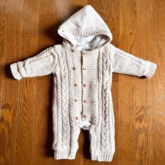 新生児用 アウターカバーオール☆裏起毛 フード付きの画像