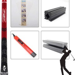 ゴルフグリップ ゴルフクラブグリップ ゴルフクラブ用パーツ ミニグリップカッター 両面テープ付き レットブラック 9本セット (レッド/標準サイズ,  標準サイズ)の画像