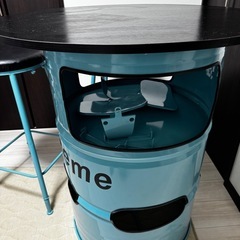 激レア 新品 ドラム缶リメイクテーブル椅子セット らいとぶるーライトブルーの画像