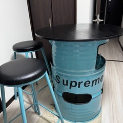 激レア 新品 ドラム缶リメイクテーブル椅子セット らいとぶるーライトブルーの画像