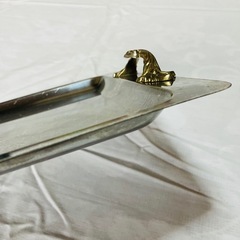 【アンティーク・昭和レトロ】ステンレス製トレイ おぼん シルバープレートの画像