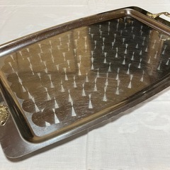 【アンティーク・昭和レトロ】ステンレス製トレイ おぼん シルバープレートの画像