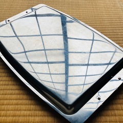 【アンティーク・昭和レトロ】ステンレス製トレイ おぼん シルバープレートの画像