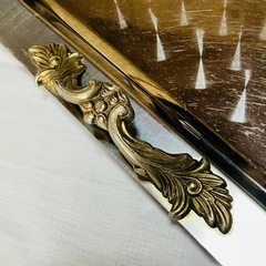 【アンティーク・昭和レトロ】ステンレス製トレイ おぼん シルバープレートの画像