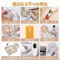 電気毛布 電気敷毛布 電気敷き毛布 掛け敷き兼用 電気敷き布団 140×80cm  寒さ対策 あったかい 5階段温度調節 自動切りタイマー付き 抗菌防臭 静電気抑制 洗える ダニ退治 省エネ 節電 日本製ヒーター 速暖の画像