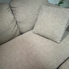 L字ソファ　カウチソファ オットマン ベージュの画像