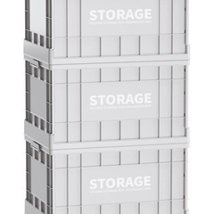 【現金決済】3個セット　折りたたみ式 コンテナ ボックス グレー Lサイズの画像