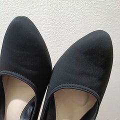 太めヒール　防水パンプス　24.5cmの画像