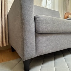 【汚れ少々】ニトリ／2人掛けソファ／ライトグレー／収納付き の画像