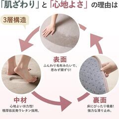 新品　(140x200cm·ペールピンク)　低反発ラグ 極厚25mm 抗菌・防ダニ加工 厚手 の画像