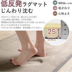 新品　(140x200cm·ペールピンク)　低反発ラグ 極厚25mm 抗菌・防ダニ加工 厚手 の画像