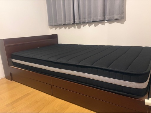 セミダブル ベッド 収納、コンセント、マットレス付き