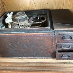 商談中　江戸時代の暖房器具　長火鉢の画像