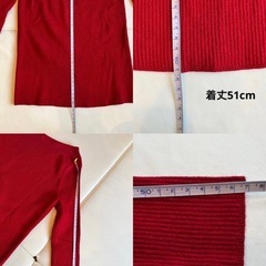 GU アシメ リブ ニット 赤　レッド　アシンメトリー　Sの画像