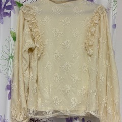 クリーム色のレースのブラウス
の画像
