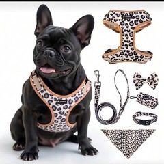 ✨🐶新品🐶✨ペットヒョウ柄ハーネス6点セット2組の画像