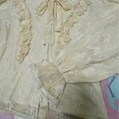 クリーム色のレースのブラウス
の画像