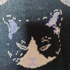 新品【ハチワレネコ／総柄ニット】L〜LLサイズ／#イーザッカマニアストアーズの画像