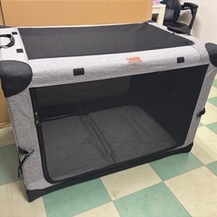 GPR ペット ソフトクレート ケージ ペットキャリー ペットハウス カバー取り外せる 4面メッシュ出入口 鉄フレーム 猫犬兼用 折りたたみ式 洗濯可能 (シルバグレー, XL)の画像