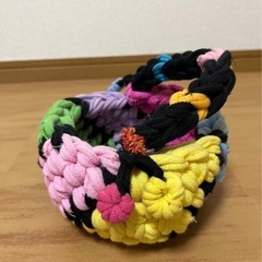 ハンドメイド　手編みカバン　小物入れの画像
