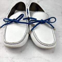 【美品】Paraboot パラブーツ モカシン 22.5 ホワイト/ブルーの画像